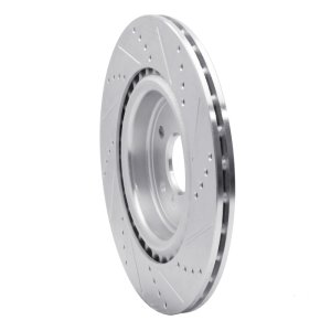 Jaguar XF Brake Rotor (1) - Rear Left - R1 Concepts - Drilled & Slotted - Silver - `16-`24
